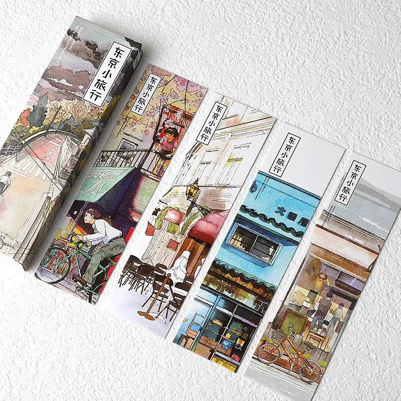 Set de 30 marque-pages en papier, voyage à Tokyo
