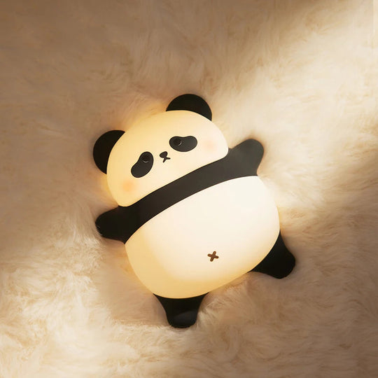 Veilleuse panda silicone tactile, panda allongé