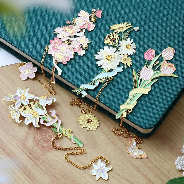 Marque-pages floraux en laiton, L'Atelier des Lecteurs, vue 1