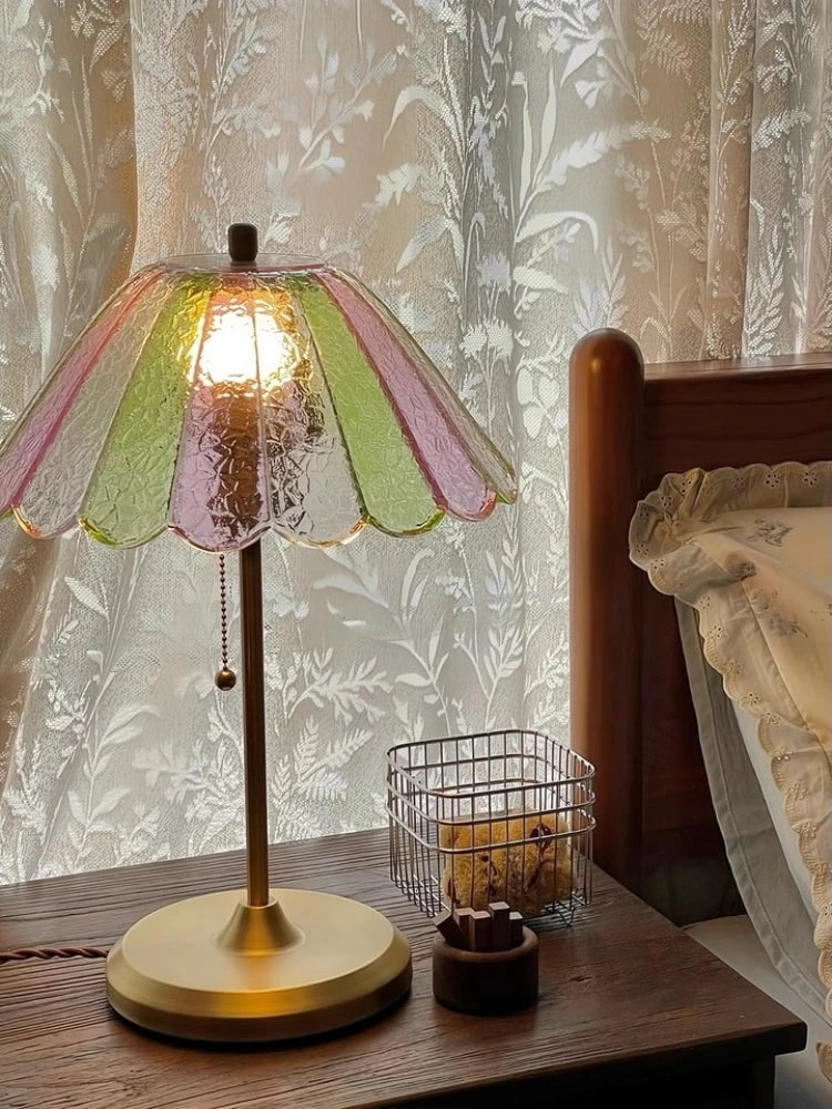Lampe de chevet en verre coloré, lueur chaude