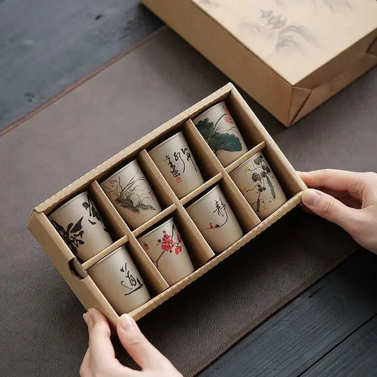 Coffret de 8 tasses à thé en grès, L'Atelier des Lecteurs