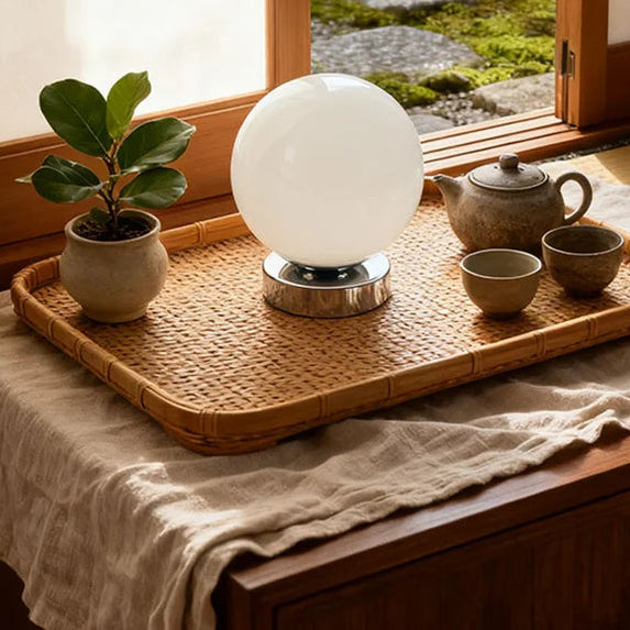 Lampe de chevet en verre soufflé, halo ambré chaud