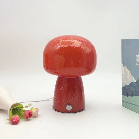 Le Champignon de Brume, lampe de chevet en verre torsadé - L'Atelier Des Lecteurs