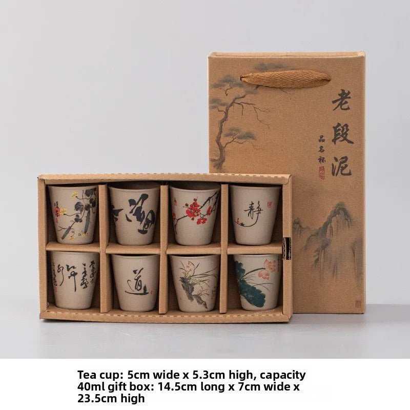 Le Service du Lettré, coffret de 8 tasses à thé en grès - L'Atelier Des Lecteurs