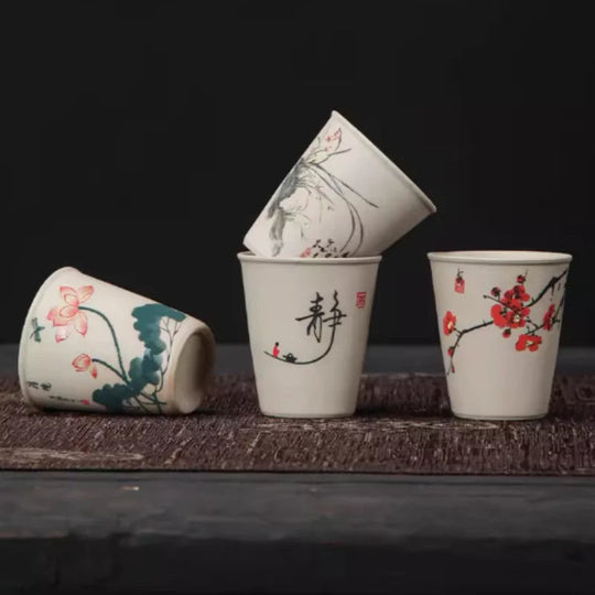 Coffret de 8 tasses à thé en grès, L'Atelier des Lecteurs