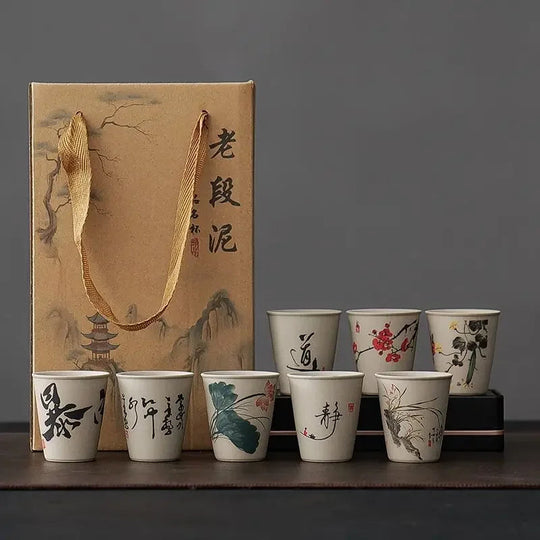 Coffret de 8 tasses à thé en grès, L'Atelier des Lecteurs
