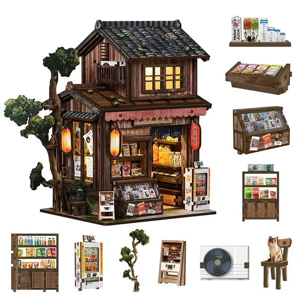 Kit book nook La Ruelle des Murmures 209 pièces en bois à assembler