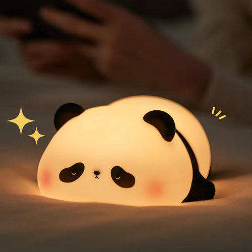 Veilleuse panda tactile à minuterie, silicone tout doux