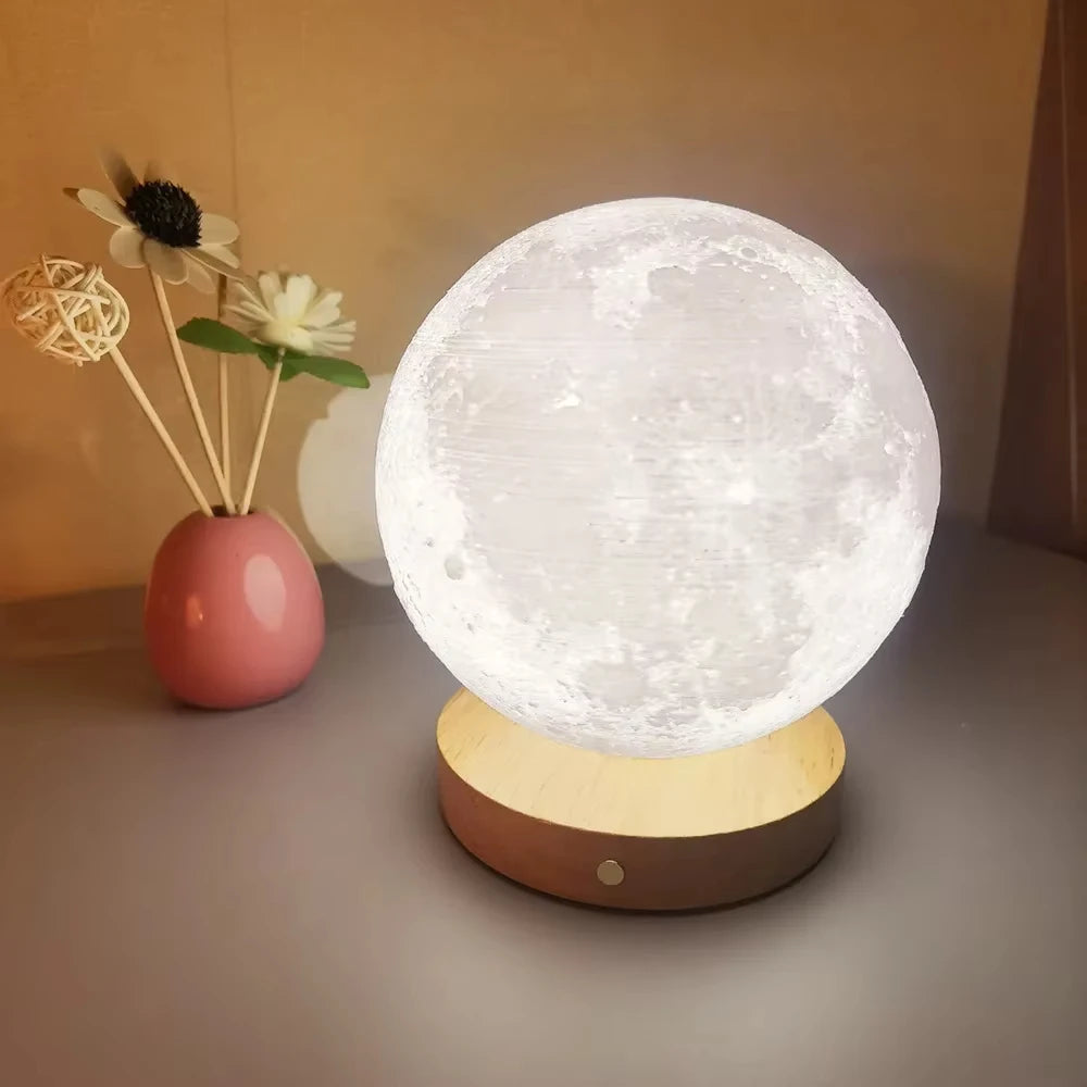 Veilleuse lune sur socle de style poétique, décoration de chambre