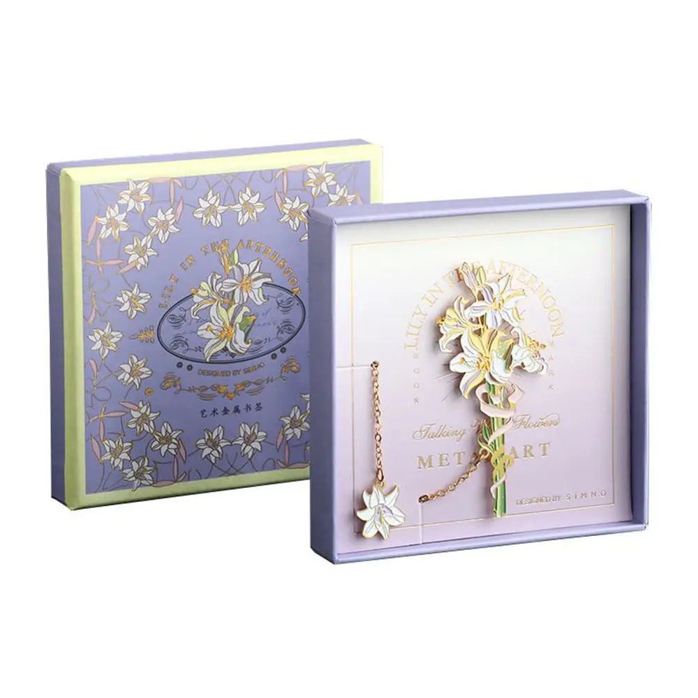 Marque-page floral en laiton, lys blanc, L'Atelier des Lecteurs