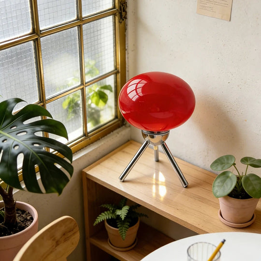 Lampe de chevet champignon en verre, lumière enveloppante
