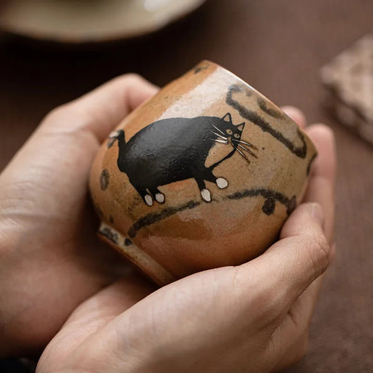 Tasse à thé chat en grès façon bois brûlé, L'Atelier des Lecteurs, vue 4