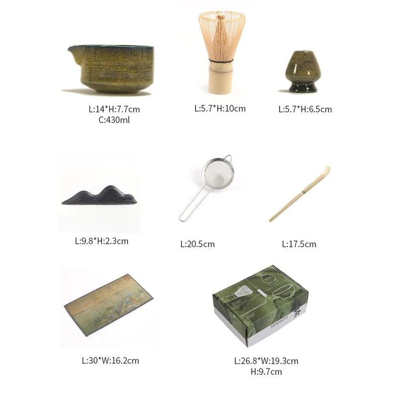 Set à matcha traditionnel avec bol et fouet en bambou