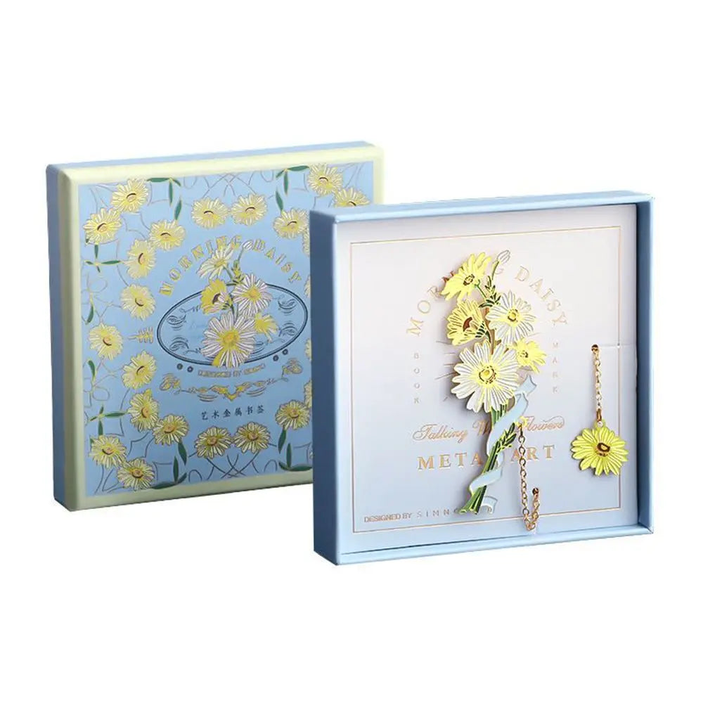 Marque-page floral en laiton, marguerites du matin, L'Atelier des Lecteurs