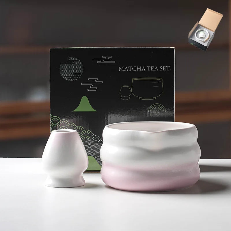 Set à matcha en céramique, set complet rose, L'Atelier des Lecteurs