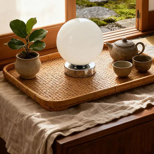 Lampe de chevet en verre soufflé, halo ambré chaud