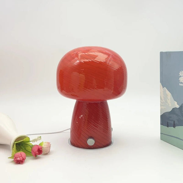 Le Champignon de Brume, lampe de chevet en verre torsadé - L'Atelier Des Lecteurs