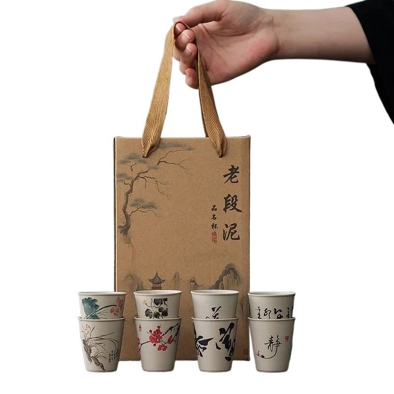 Le Service du Lettré, coffret de 8 tasses à thé en grès - L'Atelier Des Lecteurs