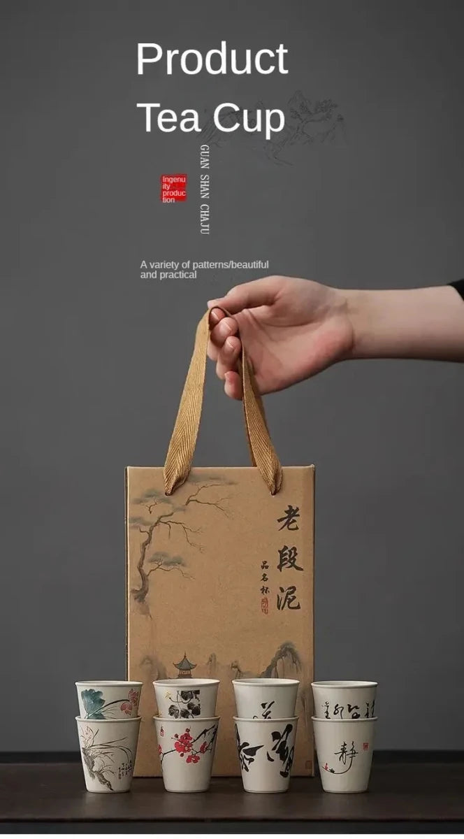Le Service du Lettré, coffret de 8 tasses à thé en grès - L'Atelier Des Lecteurs
