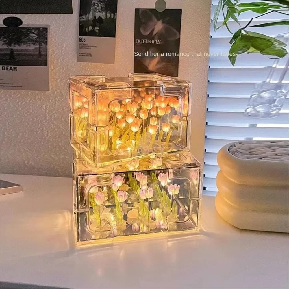 Veilleuse cube tulipe à monter soi-même - L'Atelier Des Lecteurs