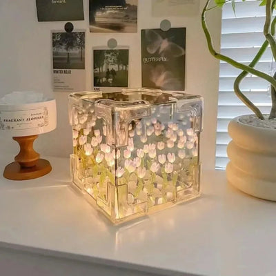 Veilleuse cube tulipe à monter soi-même